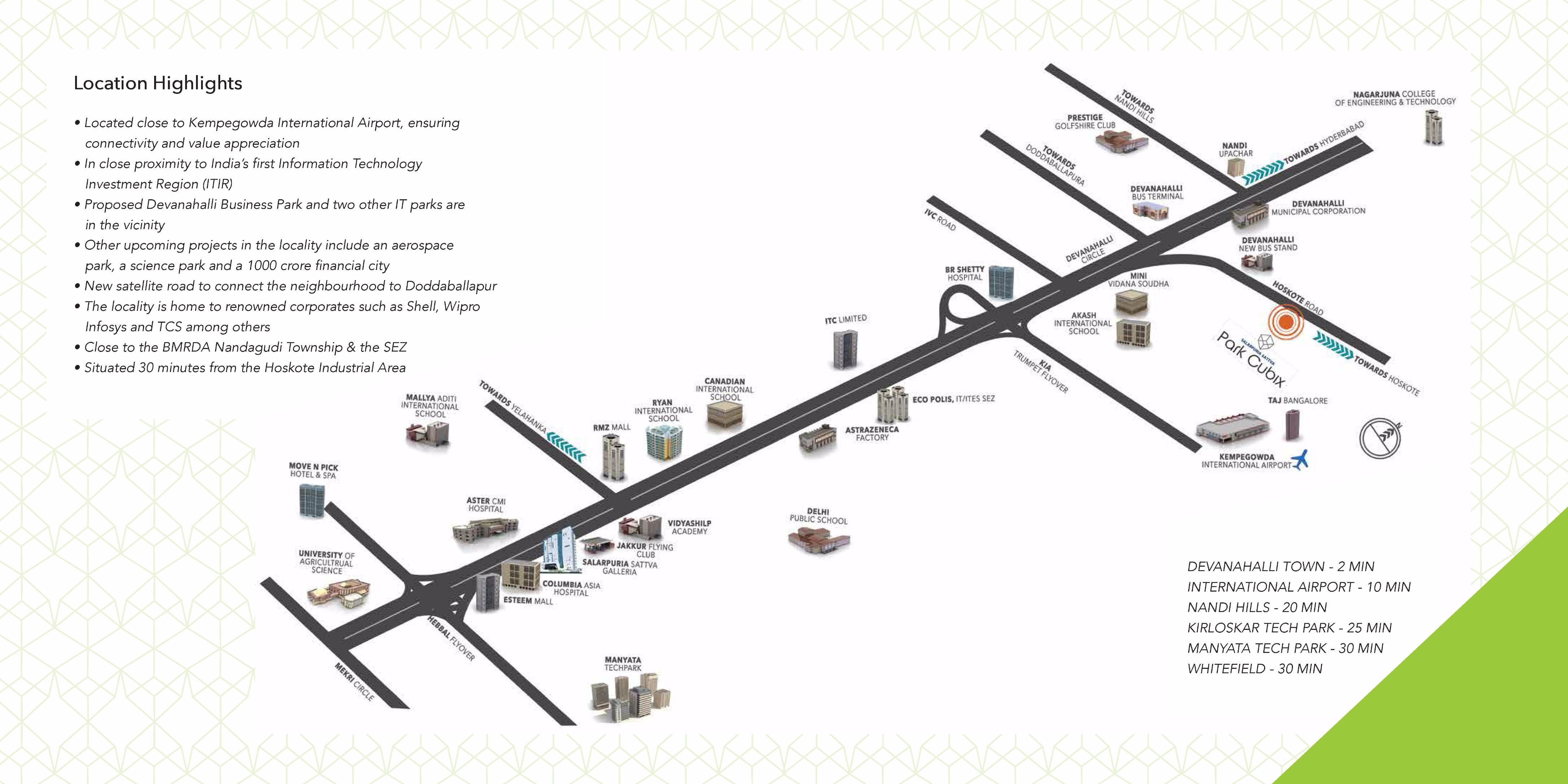 Sattva Park Cubix Location Map – Devanahalli, Bangalore Airport